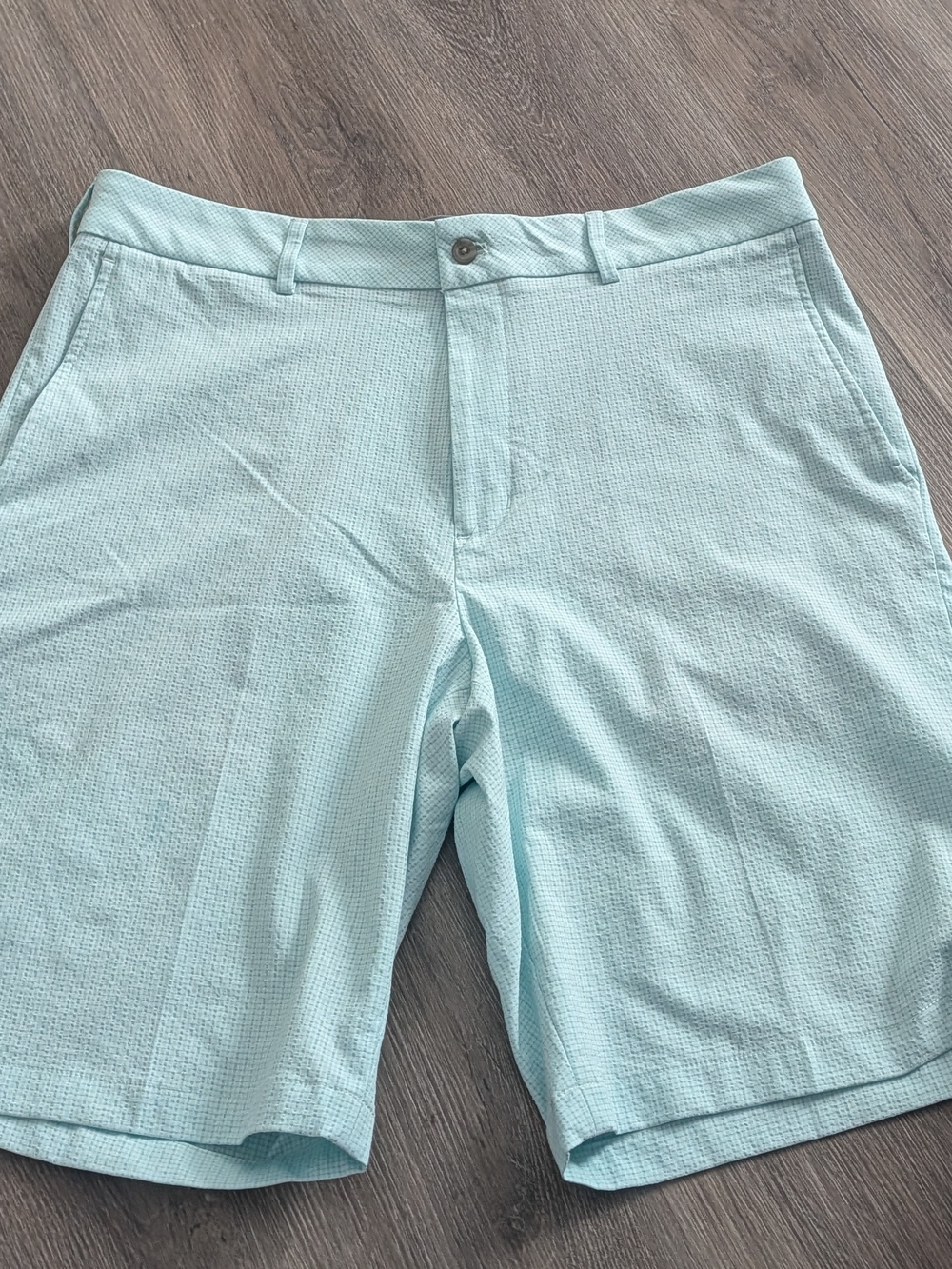 Walter Hagen Light Aqua Textured Flat-Front Golf Shorts